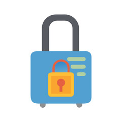 Blue Suitcase with Padlock Illustration on Black Background