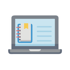Online notebook, laptop, and digital learning concept