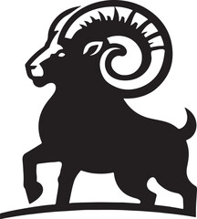 Silhouette vector of a ram, symbolizing strength, livestock, and nature, perfect for farm, animal, and rural life-themed designs.