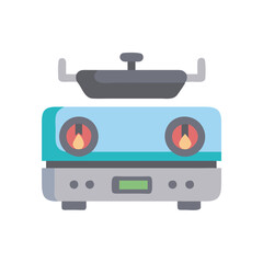 Cute Illustration of a Double Burner Stove Top