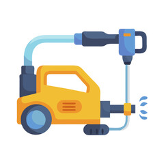 Cartoon pressure washer vector illustration on black background