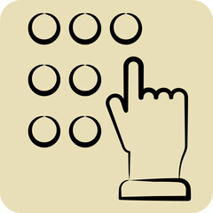 Icon Touch Password. related to Cryptocurrency symbol. hand drawn style