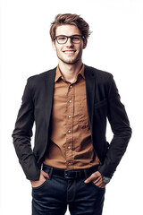 Close-up of a smiling business man, a handsome business tough guy