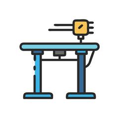 Colorful 3D Printer Machine Icon Isolated on Black