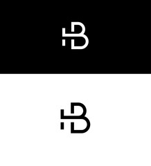 Modern Minimalist HB Monogram Logo Design, Black and White