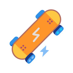 Cartoon Skateboard on Black Background with Lightning Bolt