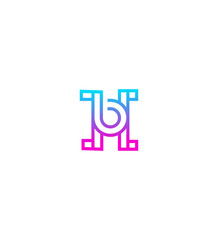 Modern Gradient Letter HB or BH Logo Design, Minimalist Branding, Tech Icon