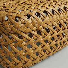 Handwoven Rattan Texture with Intricate Patterns on Gray Background for Craft-Inspired Design Solutions