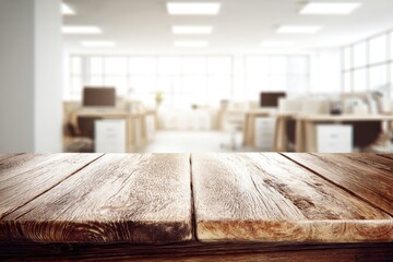 Empty wooden office desk