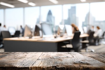 Empty wooden table in modern office