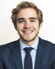 Close-up of a smiling business man, a handsome business tough guy
