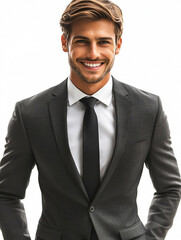 Close-up of a smiling business man, a handsome business tough guy