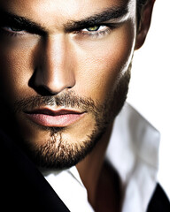 Close-up of a smiling business man, a handsome business tough guy