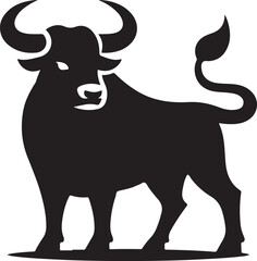 Silhouette vector of an ox, a strong and sturdy farm animal, ideal for agriculture, rural, and livestock-themed designs and illustrations.