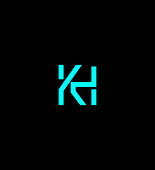 Obraz premium Modern Cyan KH Monogram Logo Design, Abstract Initial Letter