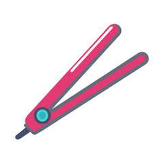 Pink hair straightener on a black backdrop illustration