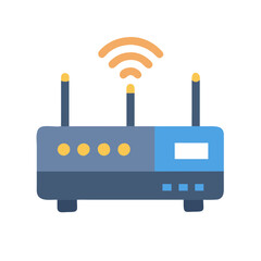Wireless router icon with WiFi symbol and antennas
