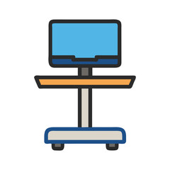 Medical Equipment Cart with Computer Screen Simple Icon