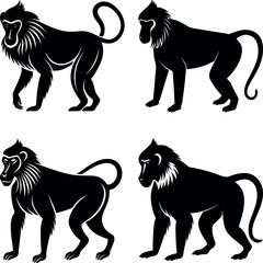 baboon-vector-silhouette illustration