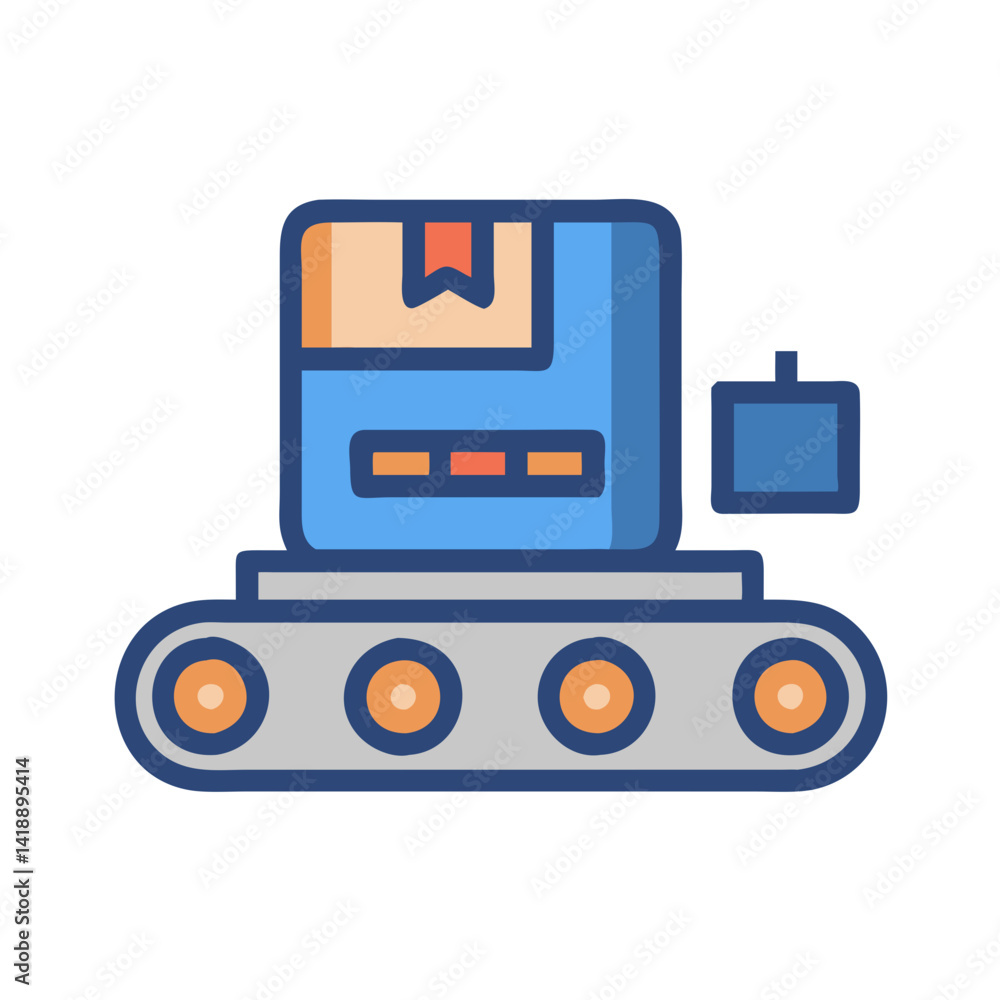 Poster conveyor belt with package icon for automation processes