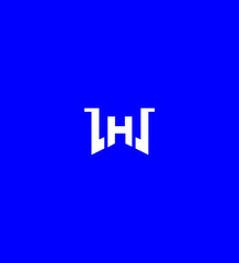 WH or HW monogram logo design, white letters, blue background