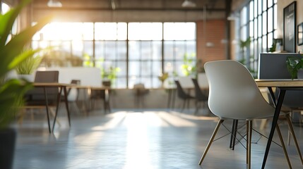 Modern white and blue open space office interior