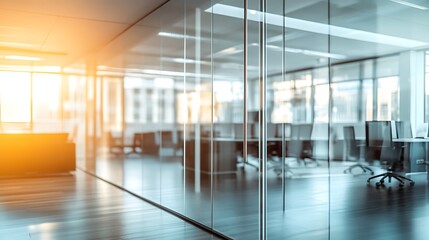 Abstract blurred office interior room. blurry working space with defocused effect. use for background or backdrop in business concept