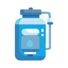 Blue Water Bottle Icon Illustration on a Black Background