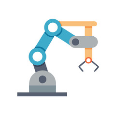 Industrial Robotic Arm Automation Vector Illustration On Black
