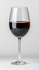 Elegant Red Wine Glass Filled on Neutral Background Close Up for Stock Imagery