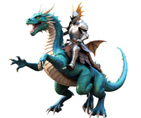 Epic Saga, A Knight's Bold Journey Riding an Armored Dragon through Mystical Realms, Showcasing Valor and Power in a Fantastical Illustration of Adventure