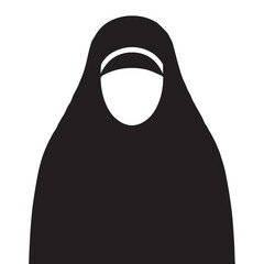 Muslim Woman praying silhouette Set Black silhouettes Woman praying Vector White Background.