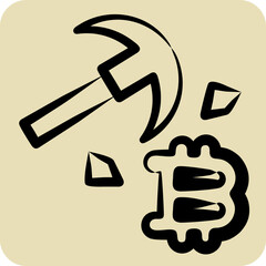 Icon Bitcoin Mining. related to Cryptocurrency symbol. hand drawn style