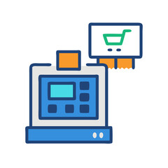 Colorful online shopping terminal icon on black background