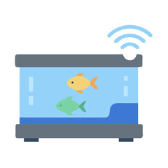 Smart Aquarium with Wifi Connection and Fish Icons
