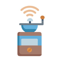 Smart Coffee Grinder WiFi Symbol Isolated on Black