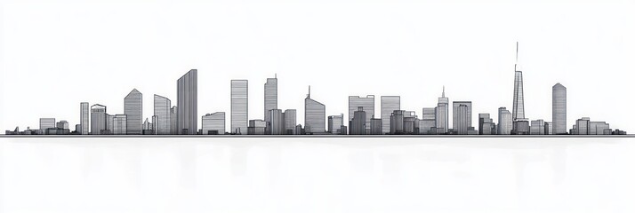 Obraz premium Minimalist Atlanta City Skyline Line Art Black and White Simple Urban Silhouette