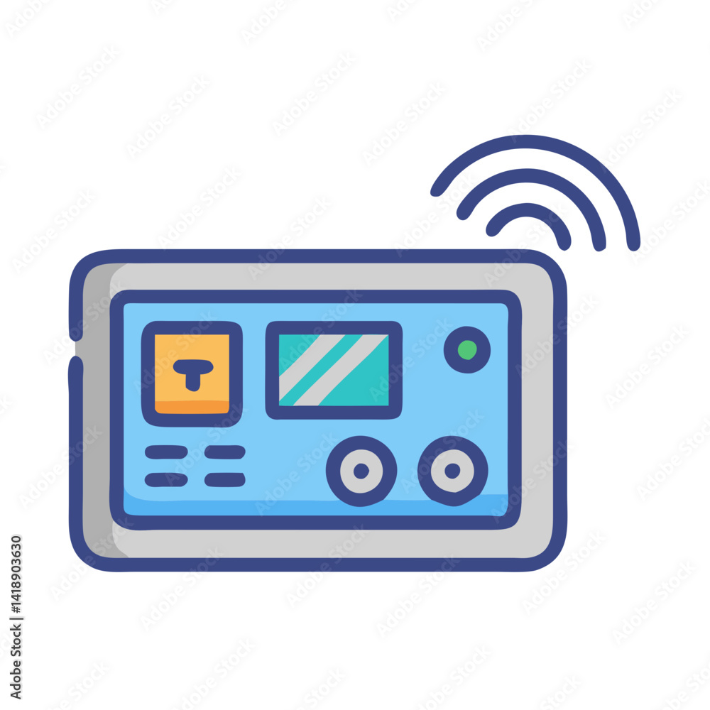 Poster smart home automation system icon with wireless signal