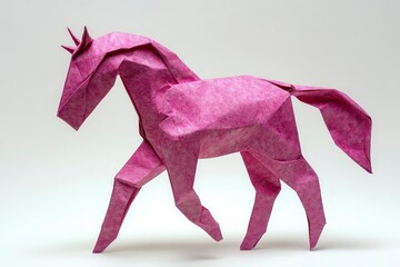 Origami-style horses of various elegant breeds — Arabian, Friesian, Andalusian — crafted from colorful paper. Each with distinct posture and flow