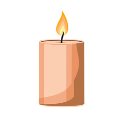 burning candle on a white background