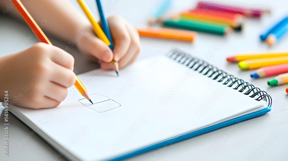Aufkleber a young child immersed in the joy of expression creating vibrant and imaginative drawings in a sketc
