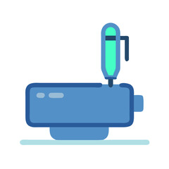 Abstract blue engine block with turquoise oil dipstick