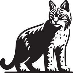 Silhouette vector of a lynx in side profile, featuring pointed ears and short tail, perfect for wildlife, forest, and predator-themed designs.
