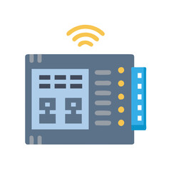Wireless Electronic Circuit Board Illustration on Black Background