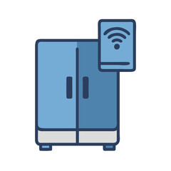 Smart wardrobe icon, wardrobe with wireless, vector illustration
