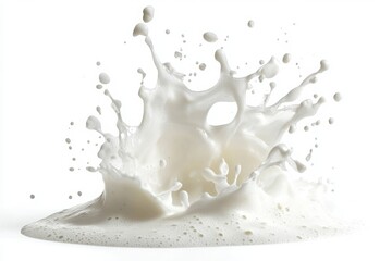 A fresh splash of white milk, a healthy dairy drink, isolated in motion