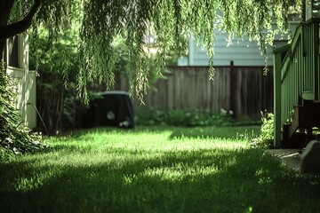 a backyard with neat lawn