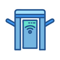 Futuristic security scanner with wi-fi on black background