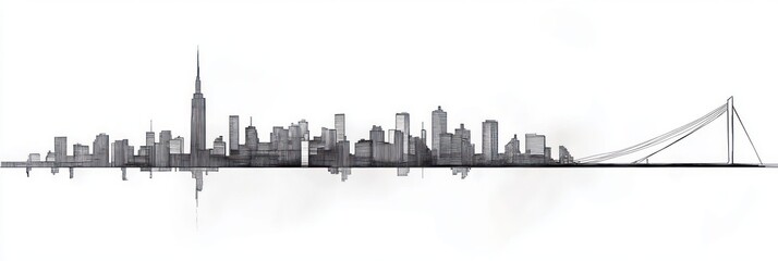 Obraz premium Minimalist Bratislava City Skyline Single Line Art Black Ink White Background Scandinavian Style