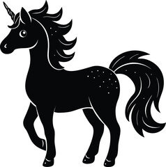 Black Silhouette of a Cute Unicorn Illustration